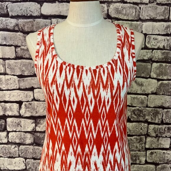 Chico's Orange & White Ribbed Scoop Neck Sleeveless Tank Size L - Picture 2 of 8